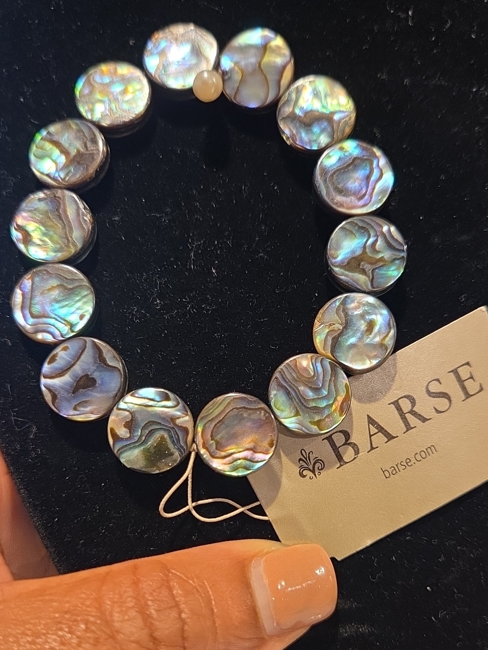 Studio Barse Iridescent Abalone Coin Bracelet - Green Blue Purple Sheen